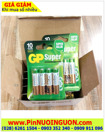 COMBO 01HỘP (10vỉ = 40viên) Pin AAA 1.5v Alkaline GP SUPER 24AUOK-U4 _Giá Chỉ 429.000đ/ Hộp